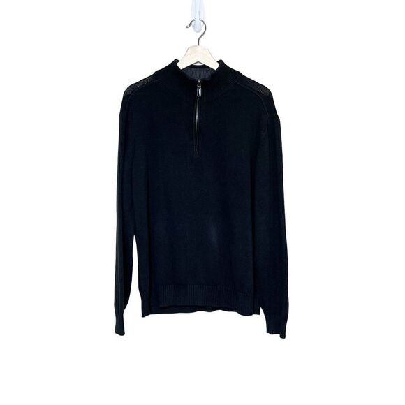 Oscar De La Rente black 1/4 zip sweater size L - Picture 1 of 12